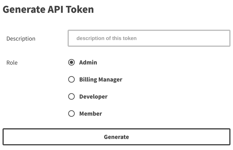 Generate API Token with Role selection