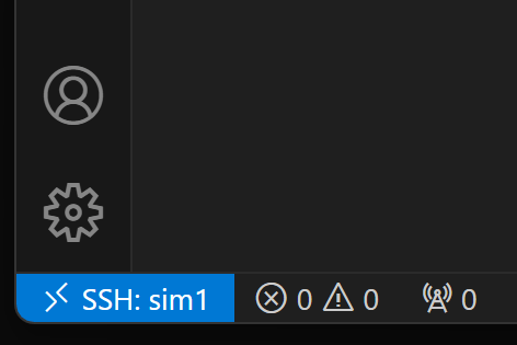 左下の青いボタンをクリックして Dev Containers: Attach to Running Container を選択する