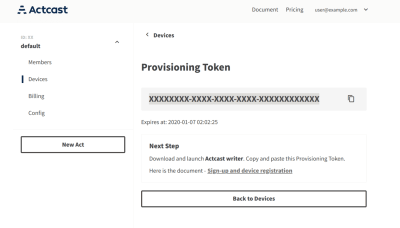 Generating provisioning token